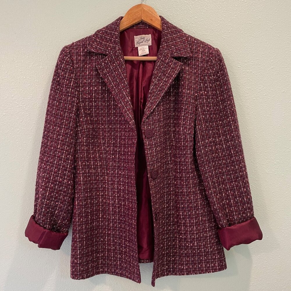 Long Elegant Legs Burgundy Size 10 blazer